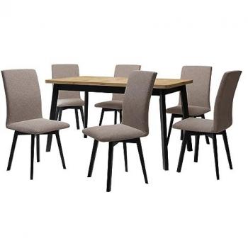 Conjunto de comedor Victorville 326, Blanco y Negro, 140x80x75cm, para 6 personas