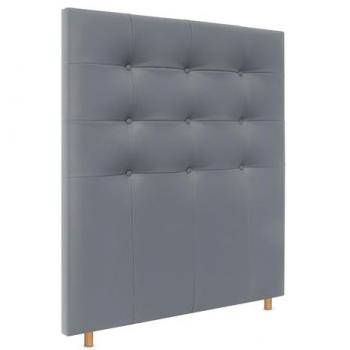 Cabecero Capitoné hasta el Suelo 8cm Tapizado en Tela y Polipiel Acualine para Cama Dormitorio (Gris)