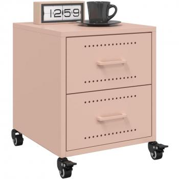 Mesitas de noche vidaXL 2 unidades acero rosa 36x39x43,5 cm para dormitorio, salón y estudio, mesa auxiliar