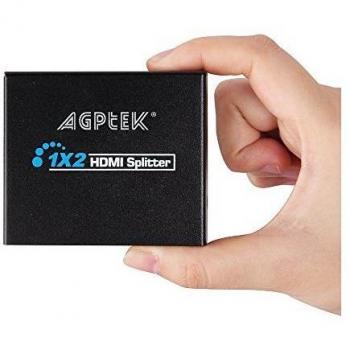 AGPtEK 1X2 Splitter HDMI HD 1080P HDMI V1.3 digital HDCP Soporte 3D /EDID/ Deep Color para HDTV, Blu-ray, DVD, reproductores de HD DVD, Xbox 360, Xbox One, PS3, PS4, proyector, receptor de DVB, TFT monitor