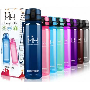 HoneyHolly Botella de Agua Deportes 350ml/500ml/800ml/1000ml Sin Bpa & Apertura con un Solo botón Reutilizable Filtro Botella Gimnasio Tritan Plástico para Niños, Sport, Gimnasio, Trekking, Bicicleta