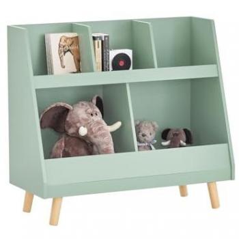 Librería Infantil Mediana Verde con 3 Estanterías y 2 Compartimentos Organizador de Juguetes y Libros 86 x 36 x 78 cm KMB19-GR