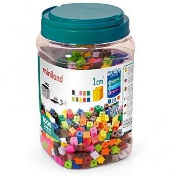 Miniland - Set Educativo de 1000 Cubos Multicolor de 1 cm (95211) para Aprendizaje Matemático