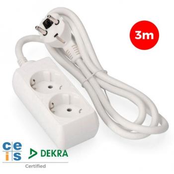 Base Múltiple 2 Tomas Schuko 3m 3x1,5mm EDM