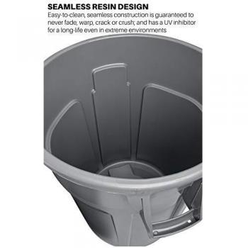 Rubbermaid Brute 32 Gallon Round Trash Can - 121.1L, White, Durable Plastic Construction, Heavy-Duty Design, Reinforced Rim for Strength, Ideal for Indoor and Outdoor Use, Easy to Clean and Maintain