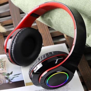 Auriculares inalámbricos con cancelación de ruido y micrófono, para juegos y música en PC y TV, con luces LED multicolores