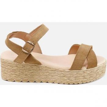 Sandalias de niña Eli 1957 en piel con plataforma trenzada y yute, modelo Papanatas