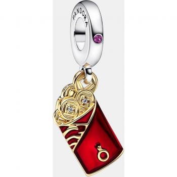 Charm Pandora Moments de plata acabado en oro y esmalte rojo