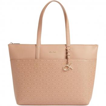 Bolso Tote Calvin Klein K60K609875 - Mujer - Poliéster Reciclado y Poliuretano - Bolsos de Fiesta - Marrón con Estampado de Logos