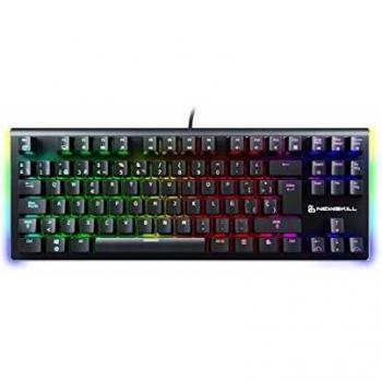 Newskill Serike TKL, Teclado Gaming Mecánico, Antighosting, Teclas Macro, Resposamuñecas Plegable, Retroiluminación RGB, Switches Outemu Red, Layout Español, Windows, Mac Os y Android, Color Negro