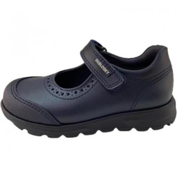 Mercedita Pablosky marino 334120 para niña, de piel en color azul marino, con cierre adherente, protectores interiores de talón y puntera, suela antideslizante y flexible, puntera de