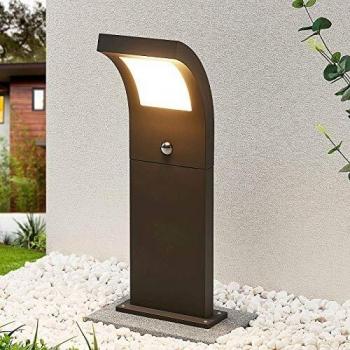Bolardo luminoso Arcchio Advik 60 cm con sensor, moderno, negro, hecho de aluminio, 1 llama, ideal para iluminación de senderos y baliza