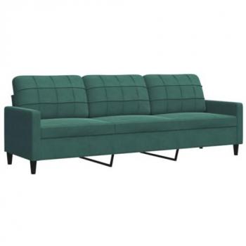 Sofá de 3 plazas terciopelo verde oscuro 210 cm