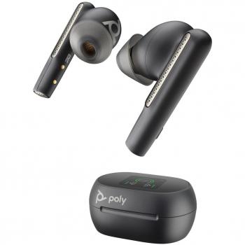 Auriculares Intrauriculares Poly Voyager Free 60+ UC Negro Carbono + Adaptador USB-C BT700 + Estuche de Carga con Pantalla Táctil