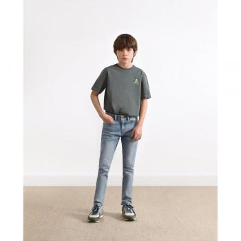 Pantalón Vaquero Azul Para Niño con Detalle de Bordado delantero