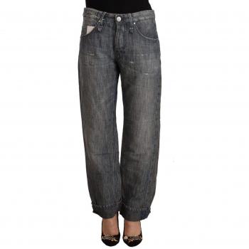 Gray Washed Ramie Straight Leg Folded Hem Jeans - W26 | IT40