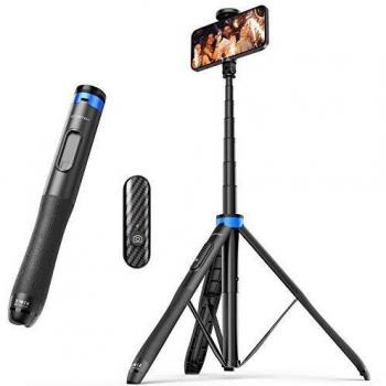 ATUMTEK Palo Selfie Trípode 130cm – Palo Selfie para Móvil con Bluetooth, con Aluminio Resistente y Trípode de Patas Antideslizantes para iPhone/Android, Grabación de Videos, Vlogs - Azul