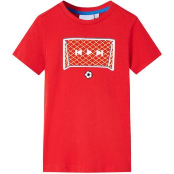 Camiseta Infantil Roja Talla 140 con Dibujo de Portería de Fútbol