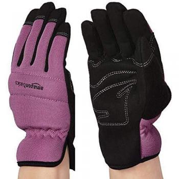 AmazonBasics - Guantes de trabajo o de jardinería, para mujer, de color morado, talla S
