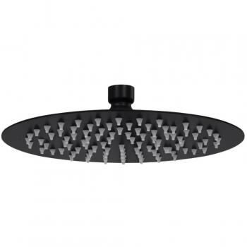 Cabezal de ducha efecto lluvia acero inox redondo negro 20 cm
