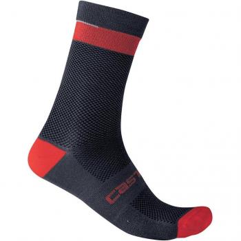 Calcetines Castelli Alpha 18 PrimaLoft azul marino rojo, talla S/M
