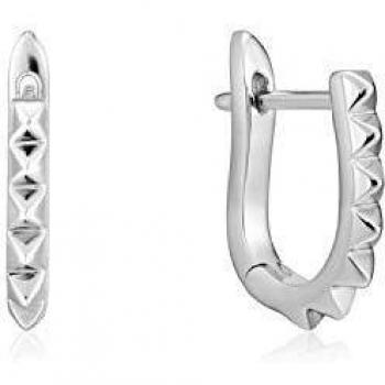 Pendientes Ania Haie plata Ley 925m rodiada colección Spike It Up lisos picos relieve
