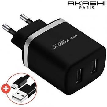 Akashi Technology - Cargador USB con Cable Micro USB Universal Incluido - 1 Metro Negro