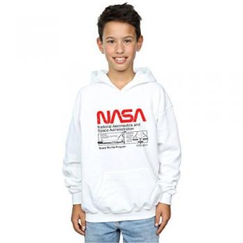 Sudadera con capucha NASA Space Shuttle para niños de 9-11 años blanca