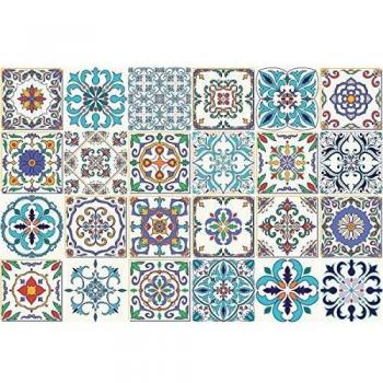 Ambiance-Live col-RV-0330_20x20cm Pegatinas de Pared, Cerámica, Multicolores, 20x20