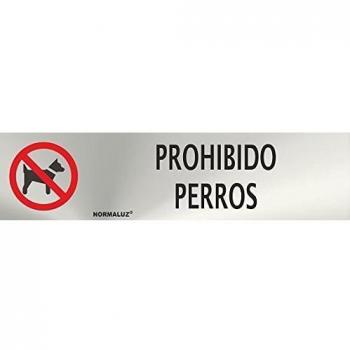 Normaluz RD707024 - Señal Adhesiva Rectangular Prohibidos Perros Acero inoxidable Adhesivo 0,8 mm 5x20 cm