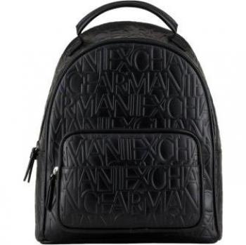 Armani Exchange Women's Black Logo Leather Backpack