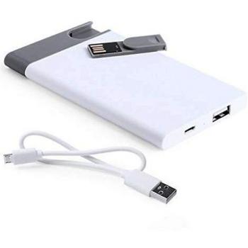Power Bank Blanco 2500 mAh con USB Extraíble y 8 GB