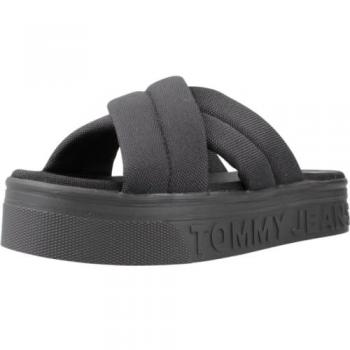 Sandalias Tommy Jeans Letter Negro para Mujer, características: diseño de letterings, estilo flatform, color negro, talla 36