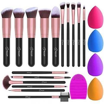 BESTOPE Brochas de Maquillaje 16 piezas Juego de Brochas de Maquillaje Base Sintética en Polvo Corrector Brochas para Rubor y Brochas para Ojos con Esponja de Maquillaje y Brocha Egg