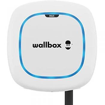 Wallbox Pulsar Max Cargador de Vehículo Eléctrico Trifásico T2 22kW con Manguera de 5m, Blanco, Wi-Fi, Bluetooth, OCPP, Interior/Exterior