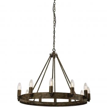 Lámpara colgante Chevalier de metal envejecido, 12 luces, E14