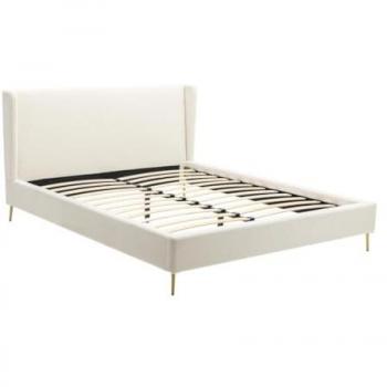Cama 160 x 200 cm - Tela efecto rizado - Crudo - UPILIA