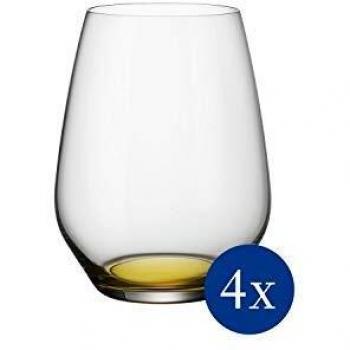 Villeroy & Boch - Vasos de agua Colorful Life Lemon Pie, 420 ml, Cristal, Transparente / Amarillo, Juego de 4