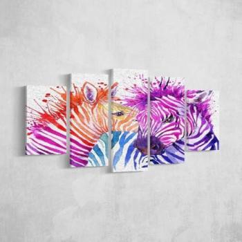 Impresión sobre Lienzo Cebra 1, Poliéster Multicolor, Madera, 100x3x60 cm