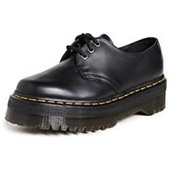 Dr. Martens 1461 Quad Black Leather Platform Shoes Size 37 Unisex