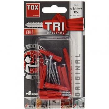 TOX 010701021 - Set de 12 Tacos Universales TRI, 5 x 31 mm con Tornillos, Color Negro