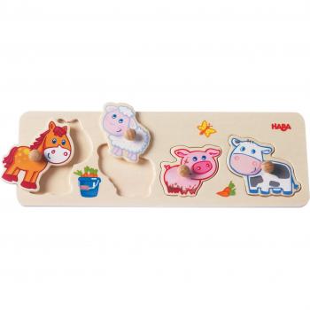 Puzzle de Madera Granja con Animales, 4 Piezas, Para Niños a Partir de 12 Meses