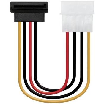 Nanocable Cable de Alimentación SATA, Conector Molex a SATA Acodado, Longitud 16cm