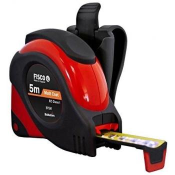 Fisco Big T - Flexómetro profesional Clase I con protección de goma resistente