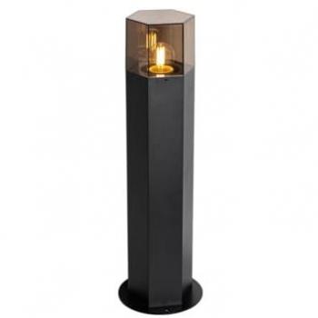 Lámpara de pie exterior moderna negra con vidrio ahumado hexagonal 50cm - Denmark