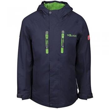Trollkids Chaleco Impermeable para Niños Sognefjord, Color Azul Marino/Verde Talla 3 años