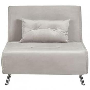 Sofá Cama Individual Plegable de Terciopelo Gris Claro con Cojín Farris