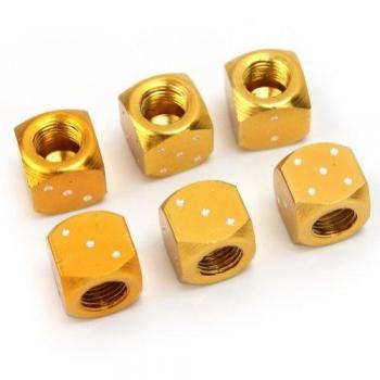 6 Pcs dorado Dados bici coche/camión neumático/rueda Tallo tapones para válvula de aire Set Nuevo