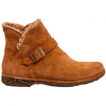 Botas de mujer de piel El Naturalista N5473 Angkor marrón claro con cierre de cremallera