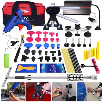 Herramientas de Extracción de Reparación de Cuerpo Equipo de Reparación de Abolladuras de Coche Super PDR 60 PCS Automóvil Puerta Ding Dent Silde Martillo Extractor Mecánico de Pegamento Reparación Set Kits para Coche el Granizo Daños y Puerta Repa